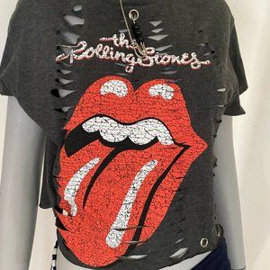 RETRO Rolling Stones t shirt, women's graphic print tee shirt, band